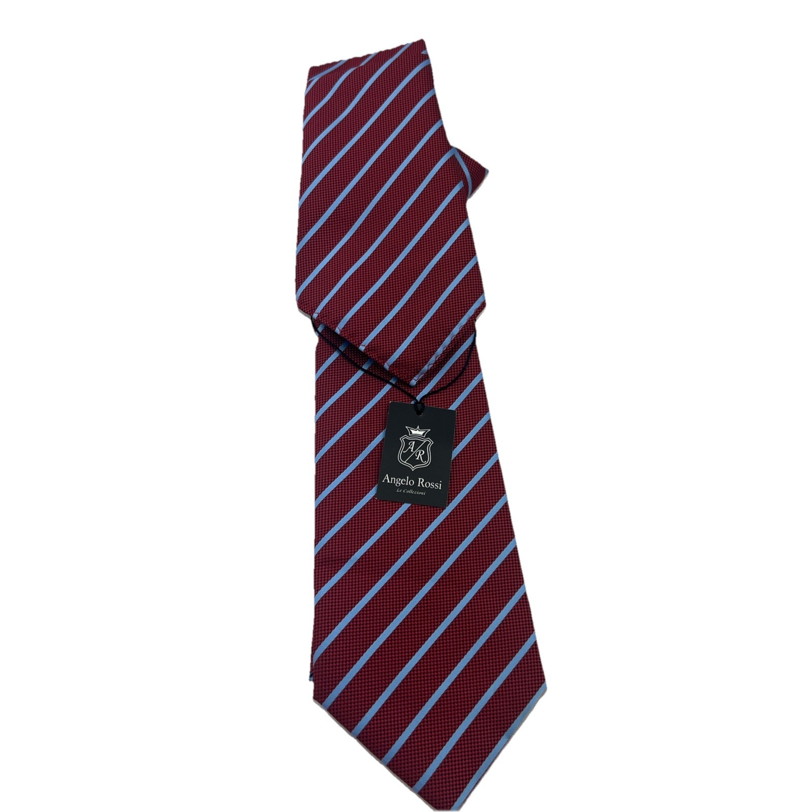 Angelo Rossi Necktie Red W Blue Stripe Pattern Neck Tie Brand New